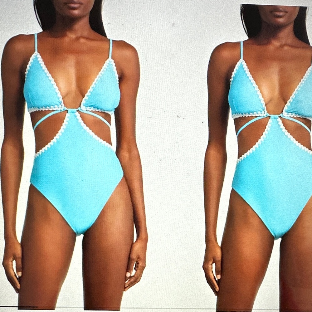 Ramy Brook Raina Poolside Cut Out Monokini One-piece Crochet Trim Swimsuit